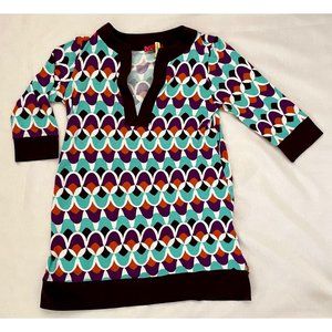 Hourglass Lilly Womens Tunic Top Minidress Sz M V-neck Stretcy Multicolor